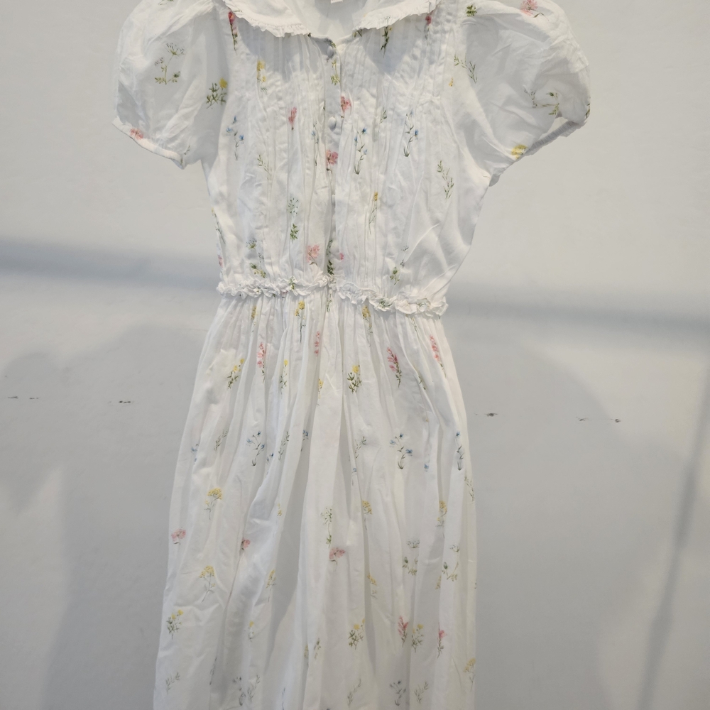 Ivy City Co Pink and White Puff Sleeve Sundress